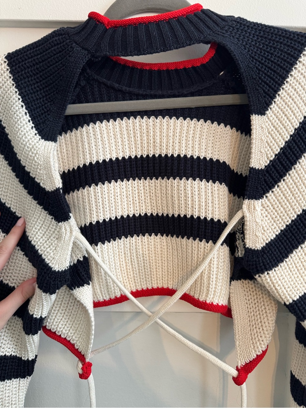Zara Striped Open Back Cropped Sweater - Picture 8 of 8